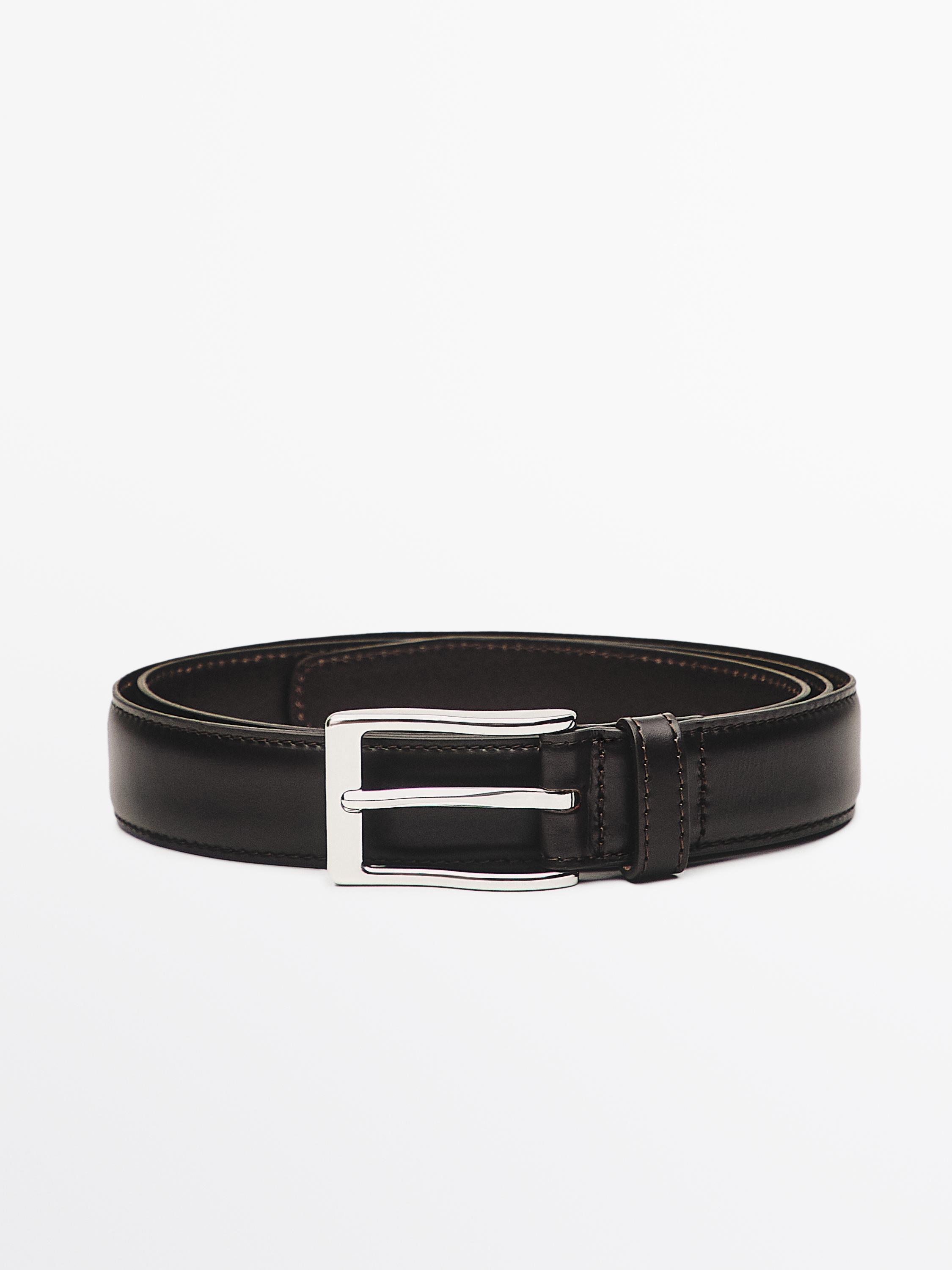 Ceinture habillée surpiqûre cuir nappa